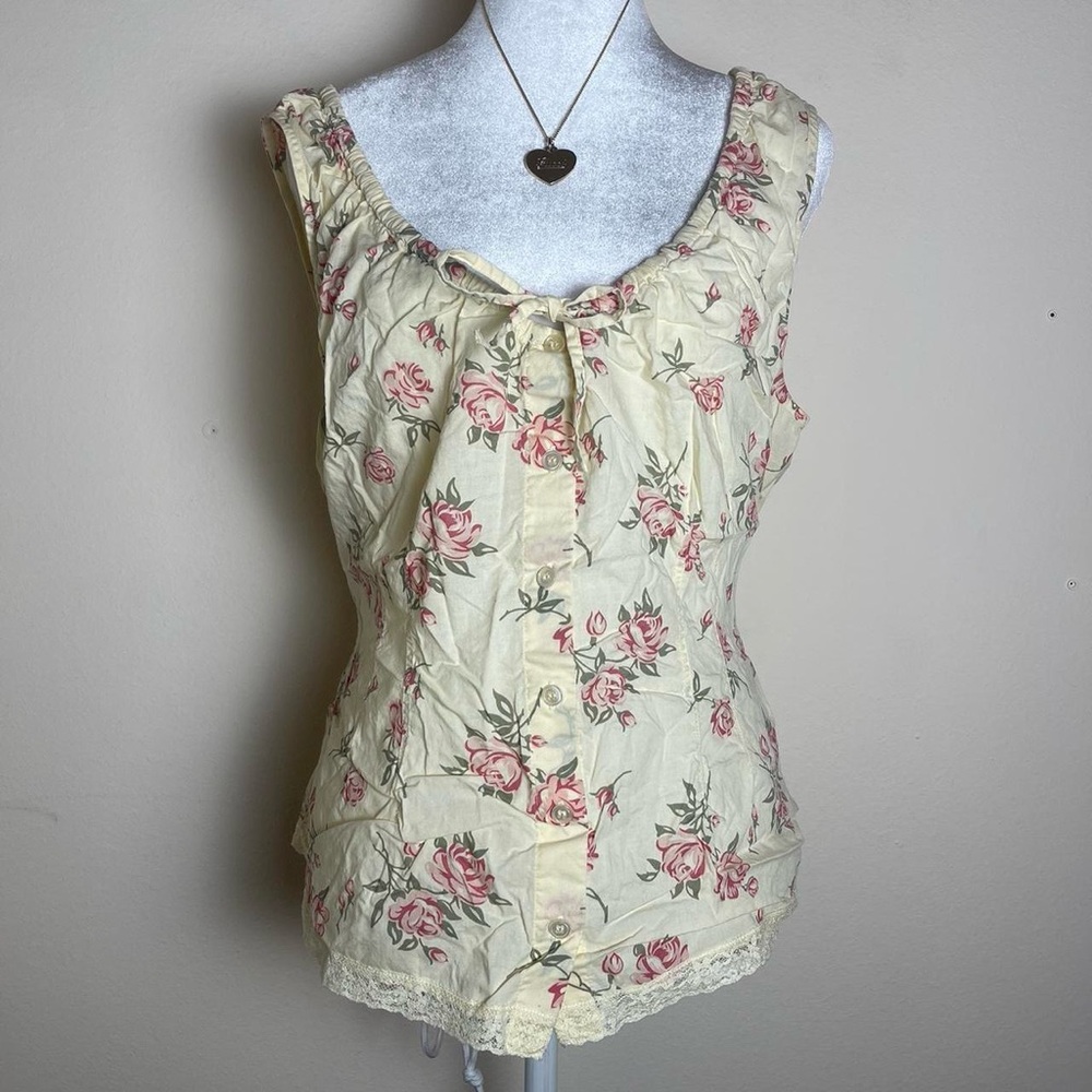 Vintage Victoria's Secret Cream and Pink Floral Camisole